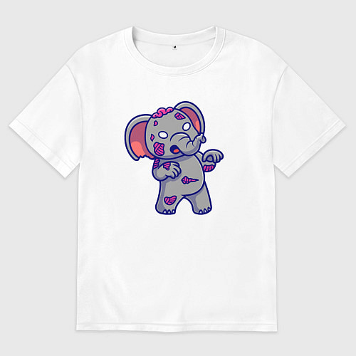 Мужская футболка оверсайз Слоник зомби / Белый – фото 1