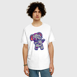 Футболка оверсайз мужская Слоник зомби, цвет: белый — фото 2