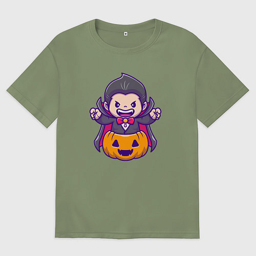 Мужская футболка оверсайз Дракула в тыкве / Авокадо – фото 1