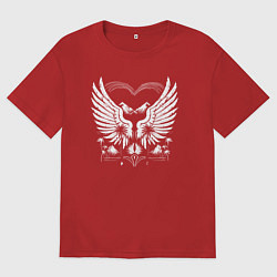 Футболка оверсайз мужская Сердце гор с крыльями, цвет: красный