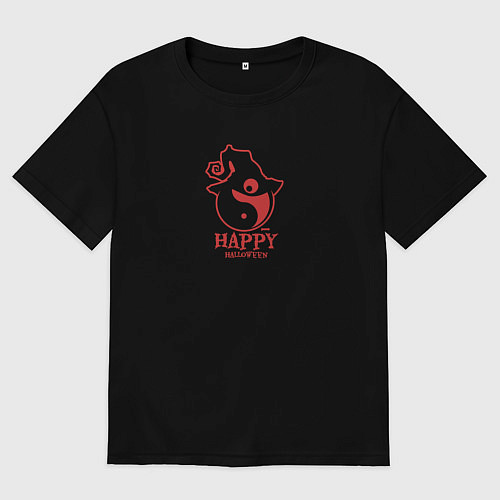 Мужская футболка оверсайз Счастливого Хэллоуина и равновесия / Черный – фото 1