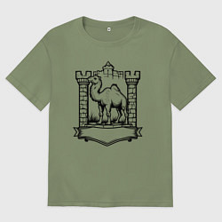 Мужская футболка оверсайз Верблюд у стен крепости Челябинск