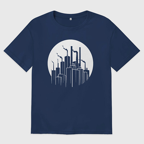 Мужская футболка оверсайз Лунный завод / Тёмно-синий – фото 1