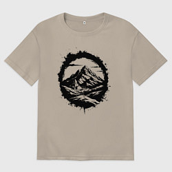 Мужская футболка оверсайз Гора и храм в круге