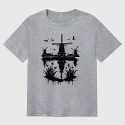 Футболка оверсайз мужская Голландская идиллия, цвет: меланж