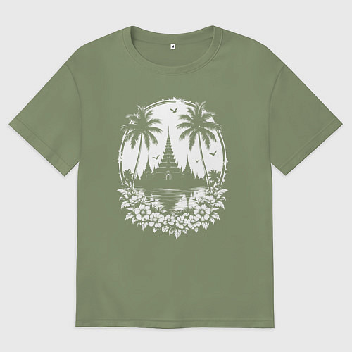 Мужская футболка оверсайз Тропический храм / Авокадо – фото 1