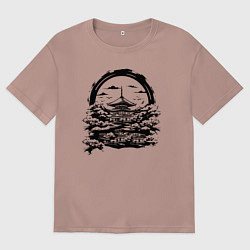 Футболка оверсайз мужская Японская пагода, цвет: пыльно-розовый