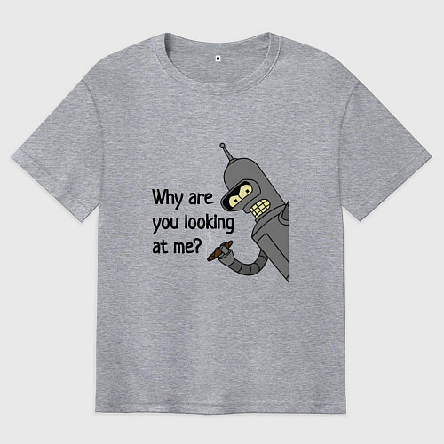 Мужская футболка оверсайз Why are you looking at me / Меланж – фото 1