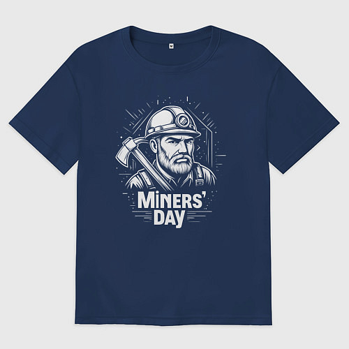 Мужская футболка оверсайз День шахтера / Тёмно-синий – фото 1