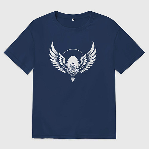 Мужская футболка оверсайз Яйцо с крыльями / Тёмно-синий – фото 1