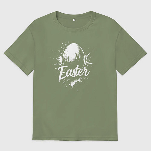 Мужская футболка оверсайз Пасхальное яйцо в краске / Авокадо – фото 1