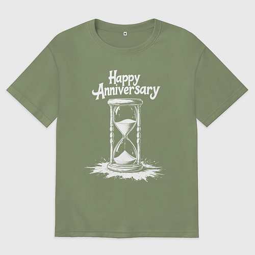 Мужская футболка оверсайз Счастливого юбилея песочные часы / Авокадо – фото 1