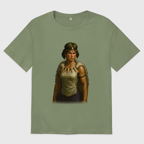 Мужская футболка оверсайз Принцесса Мононоке реализм / Авокадо – фото 1