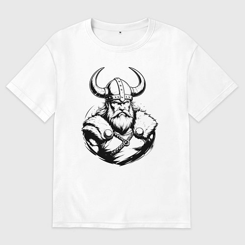 Мужская футболка оверсайз Грозный воин севера / Белый – фото 1