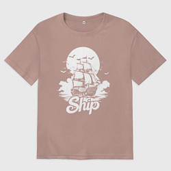 Футболка оверсайз мужская Лунный парусник, цвет: пыльно-розовый