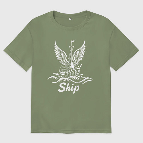 Мужская футболка оверсайз Крылатый корабль / Авокадо – фото 1