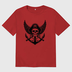 Футболка оверсайз мужская Пиратский крылатый дух, цвет: красный