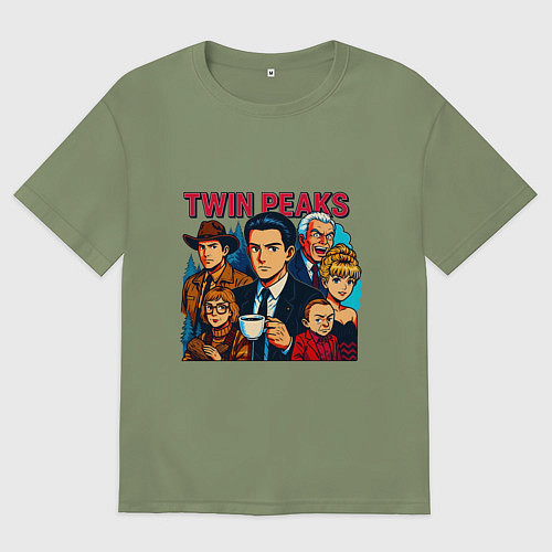 Мужская футболка оверсайз Twin Peaks Multi / Авокадо – фото 1