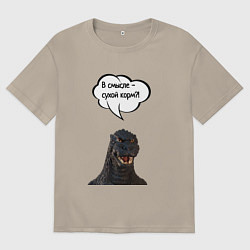 Футболка оверсайз мужская Не люблю сухой корм кот кошка, цвет: миндальный