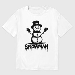 Футболка оверсайз мужская Снеговик граффити, цвет: белый
