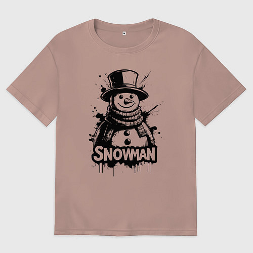 Мужская футболка оверсайз Стильный снеговик / Пыльно-розовый – фото 1