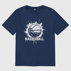 Футболка оверсайз мужская Basketball взрыв энергии, цвет: тёмно-синий