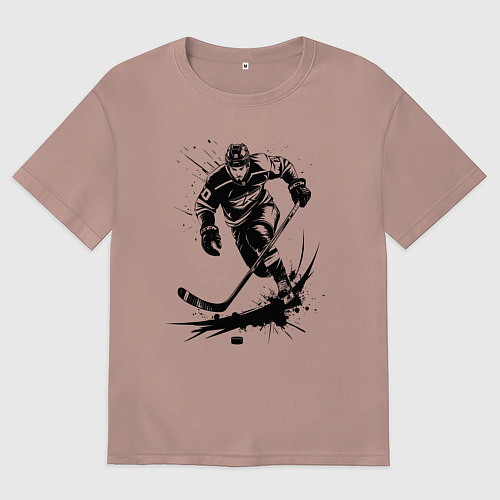 Мужская футболка оверсайз Динамика льда / Пыльно-розовый – фото 1