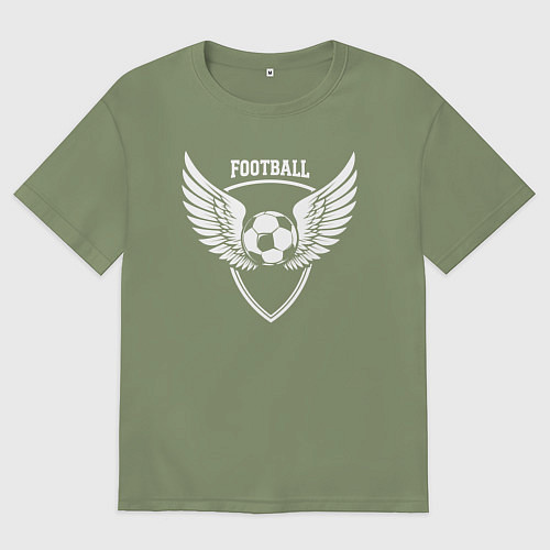 Мужская футболка оверсайз Футбол крылатый мяч на щите / Авокадо – фото 1