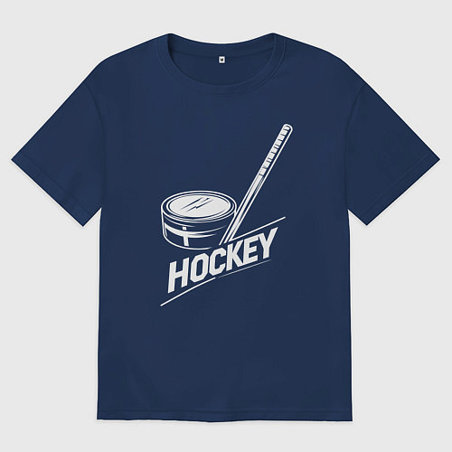 Мужская футболка оверсайз Хоккейный инвентарь / Тёмно-синий – фото 1