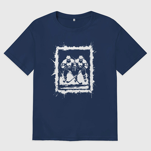 Мужская футболка оверсайз Дуэль на льду / Тёмно-синий – фото 1