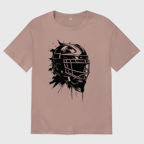 Мужская футболка оверсайз Чёрная хоккейная маска / Пыльно-розовый – фото 1