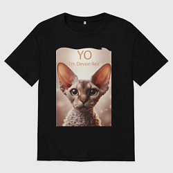 Футболка оверсайз мужская Yo - Im Devon Rex, цвет: черный