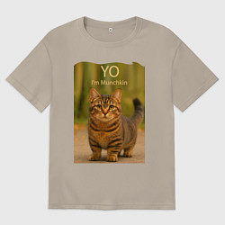 Футболка оверсайз мужская Yo - Im Munchkin, цвет: миндальный