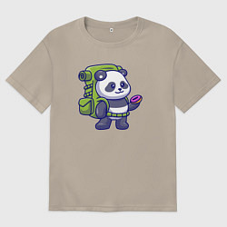 Мужская футболка оверсайз Панда путешественник