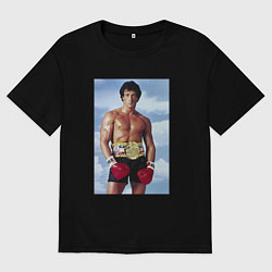 Футболка оверсайз мужская Рокки чемпион, цвет: черный