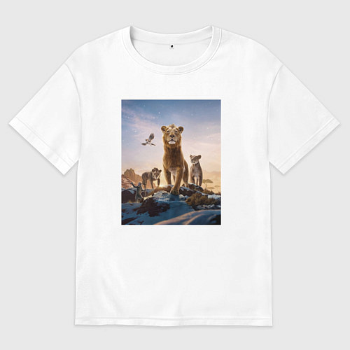 Мужская футболка оверсайз Семья львов / Белый – фото 1