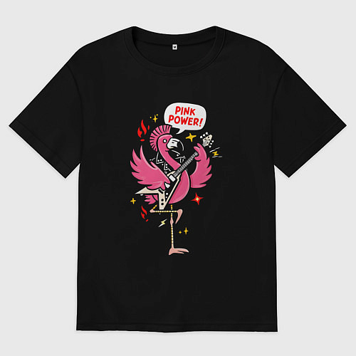 Мужская футболка оверсайз Панк-рок фламинго / Черный – фото 1