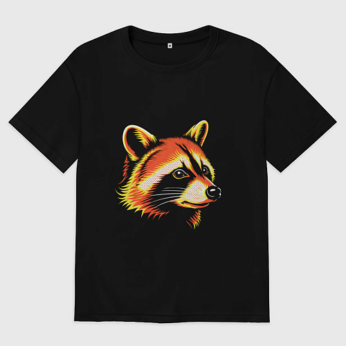 Мужская футболка оверсайз Оранжевый енот / Черный – фото 1