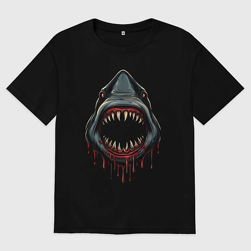 Мужская футболка оверсайз Рычащая акула / Черный – фото 1