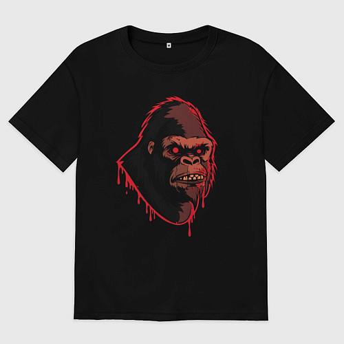 Мужская футболка оверсайз Яростный кровавый горилла / Черный – фото 1