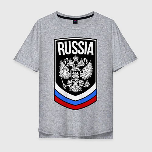 Мужская футболка оверсайз Russia / Меланж – фото 1