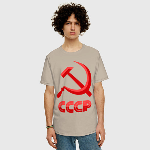 Мужская футболка оверсайз СССР Логотип / Миндальный – фото 3