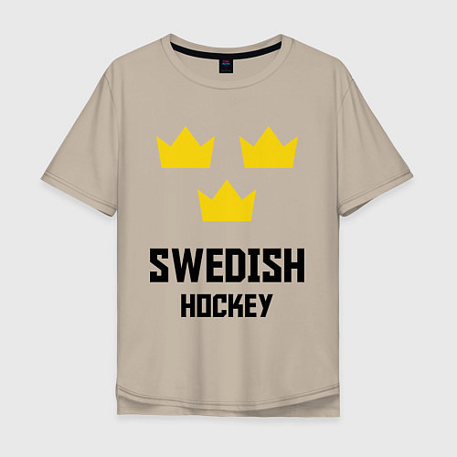 Мужская футболка оверсайз Swedish Hockey / Миндальный – фото 1