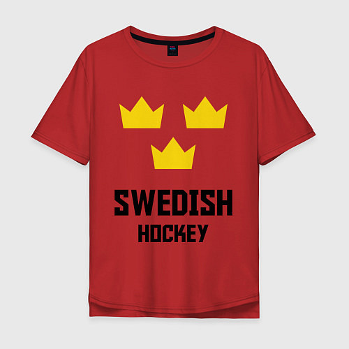 Мужская футболка оверсайз Swedish Hockey / Красный – фото 1