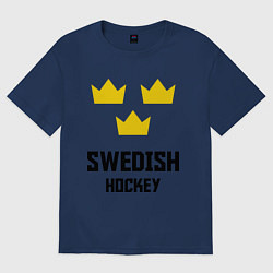 Футболка оверсайз мужская Swedish Hockey, цвет: тёмно-синий