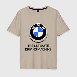 Футболка оверсайз мужская BMW Driving Machine, цвет: миндальный