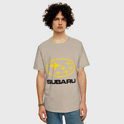 Футболка оверсайз мужская Subaru Logo, цвет: миндальный — фото 2