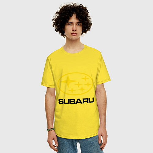 Мужская футболка оверсайз Subaru Logo / Желтый – фото 3