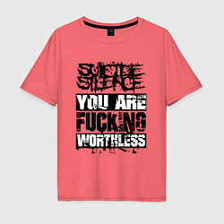 Футболка оверсайз мужская Suicide Silence: You are Fucking, цвет: коралловый