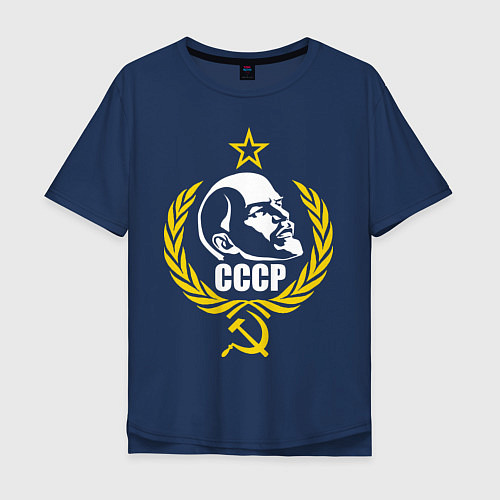 Мужская футболка оверсайз Вождь СССР / Тёмно-синий – фото 1
